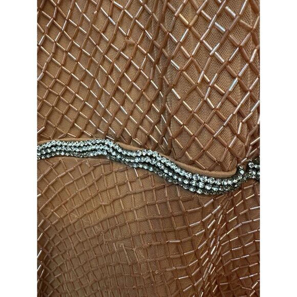 Mac Duggal 93674 Copper Cocktail Beaded Dress Sz 16 MIDI Puff Sleeves NWTs $598 - Picture 6 of 9